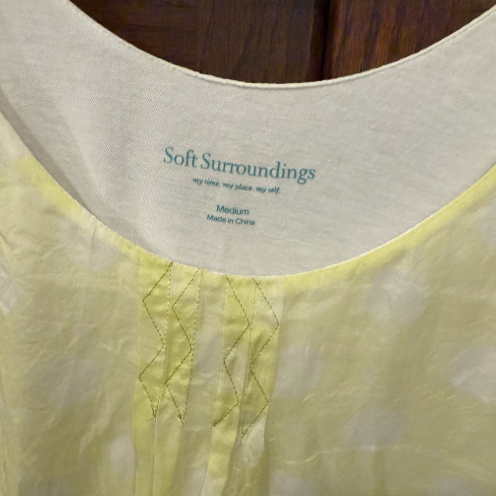 Soft Surroundings Tank Top Blouse M Medium Lined Sheer Yellow summer - Picture 2 of 3